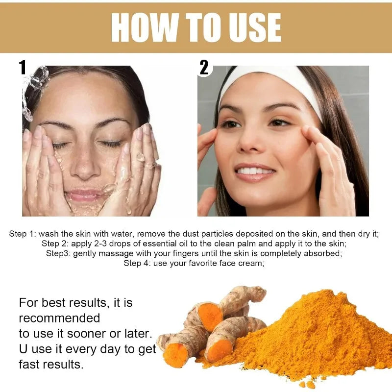 Sérum au curcuma, huile hydratante pour le visage