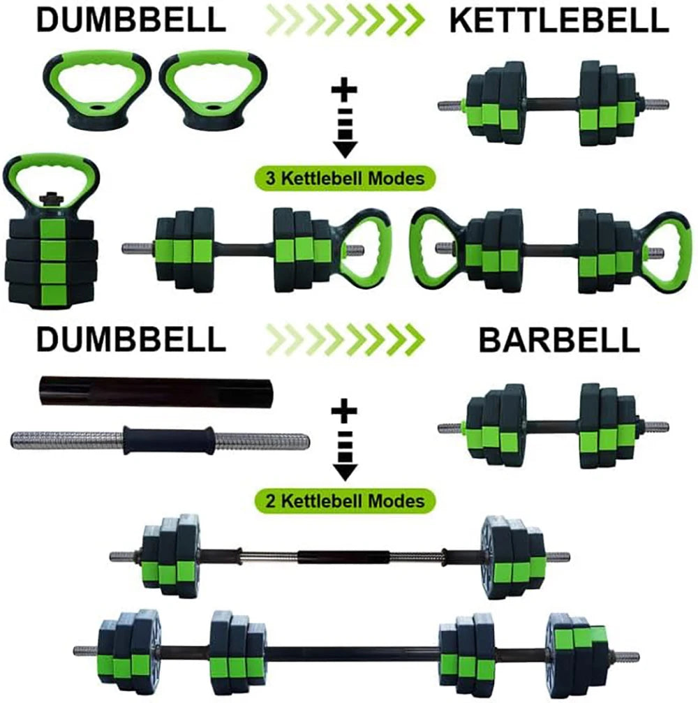 4 in 1 Adjustable Dumbbell Set,44lbs Weight Set with Iron Handle Used as Kettlebell, Barbell, Push up Stand for Home Gym