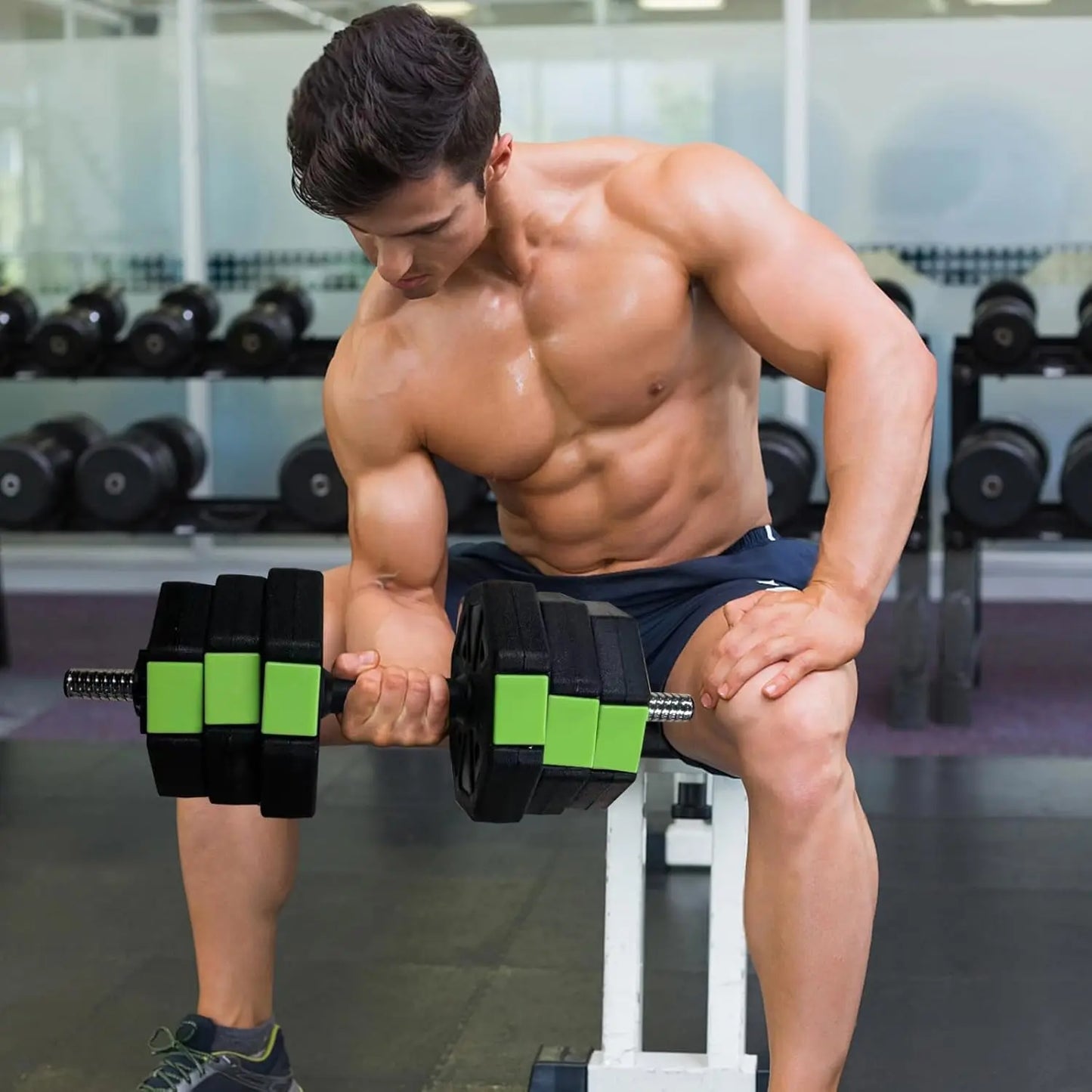 4 in 1 Adjustable Dumbbell Set,44lbs Weight Set with Iron Handle Used as Kettlebell, Barbell, Push up Stand for Home Gym