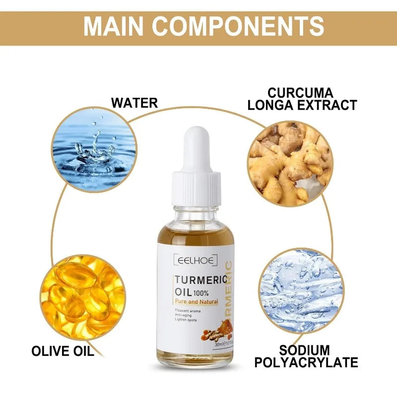 Sérum au curcuma, huile hydratante pour le visage